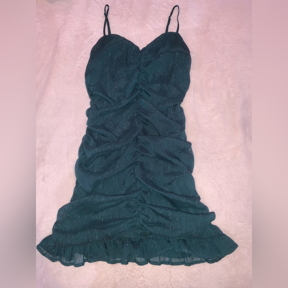 Elegant Green Ruched Dress